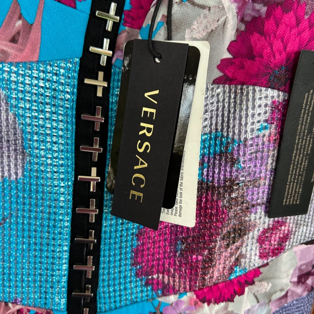 Versace Lilac Floral Raffia Corset Dress with Flounce Skirt, Size 44 - US 8 - Picture 10 of 16